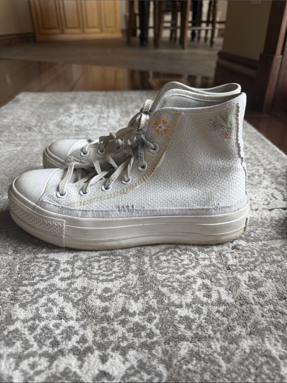 Converse Off-White High-Top Canvas Sneakers with Subtle Embroidered Detail